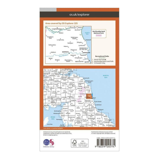 Explorer 325 Morpeth & Blyth Map With Digital Version