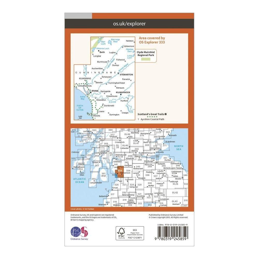 Explorer 333 Kilmarnock & Irvine Map With Digital Version
