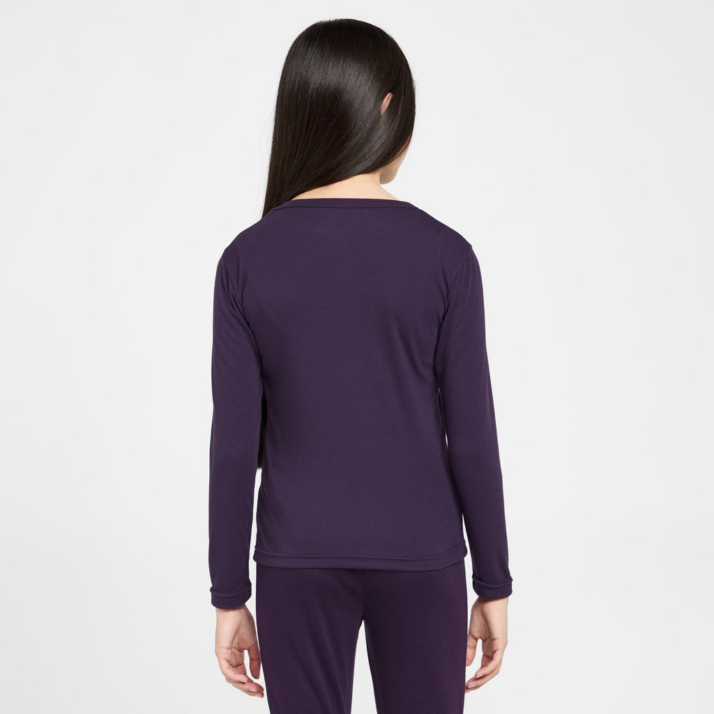 Kids Long Sleeved Thermal Crew Neck Top Purple