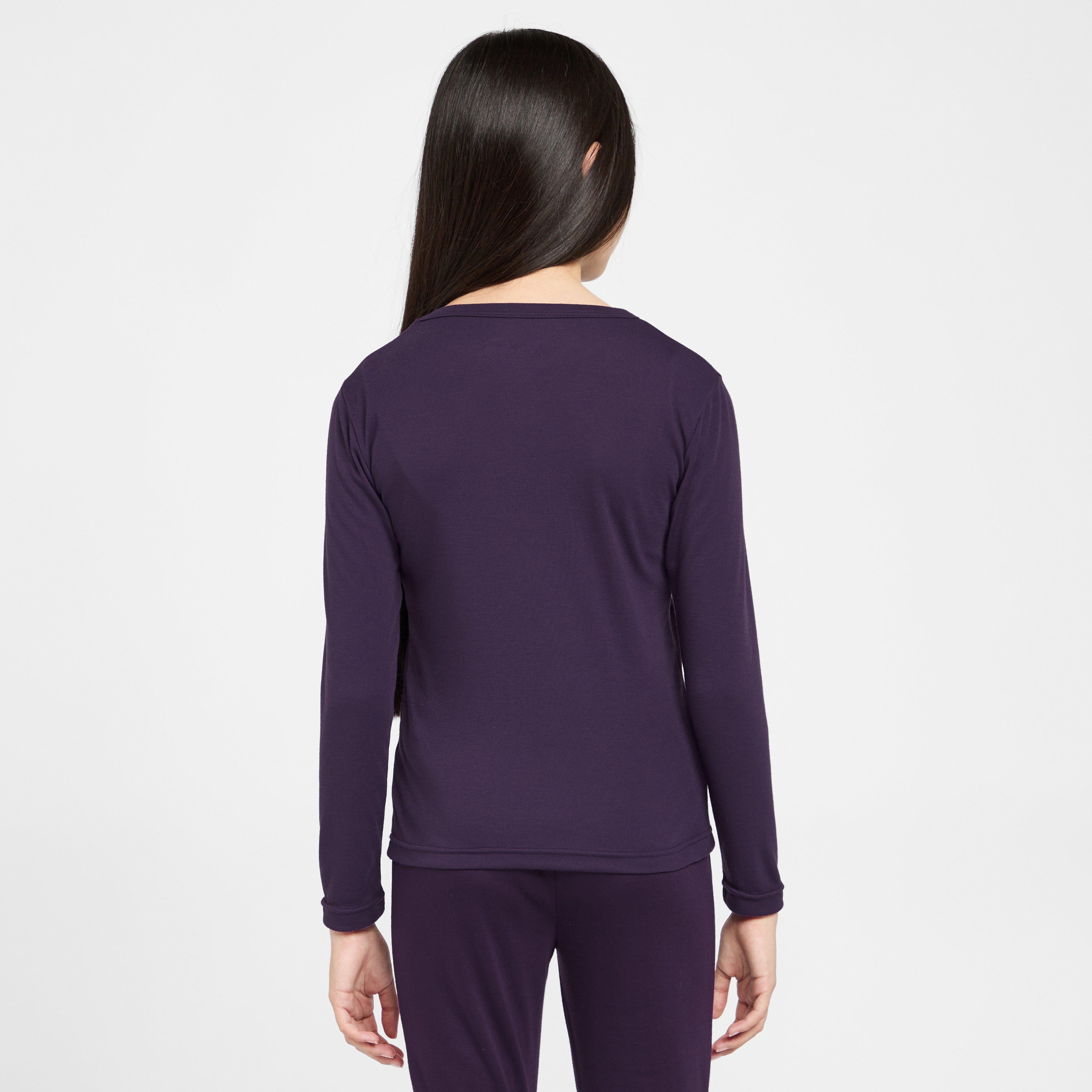 Kids Long Sleeved Thermal Crew Neck Top Purple
