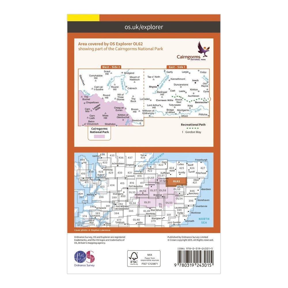 Explorer OL62 Coreen Hills & Glenlivet Map With Digital Version