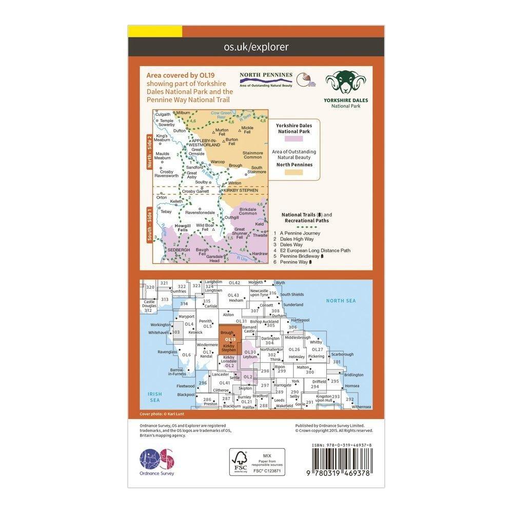 Explorer Active OL19 Howgill Fells & Upper Eden Valley Map With Digital Version