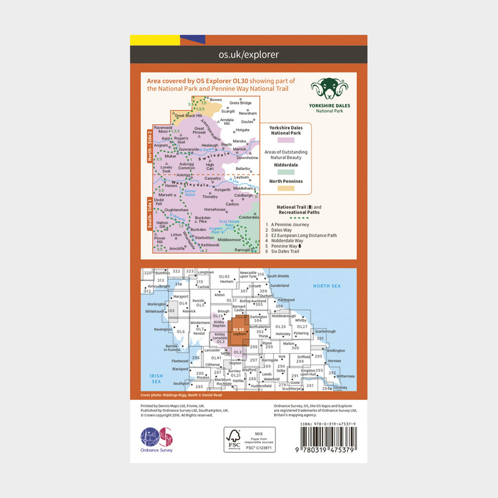 Explorer Active OL30 Yorkshire Dales - Northern & Central Areas Map With Digital Version