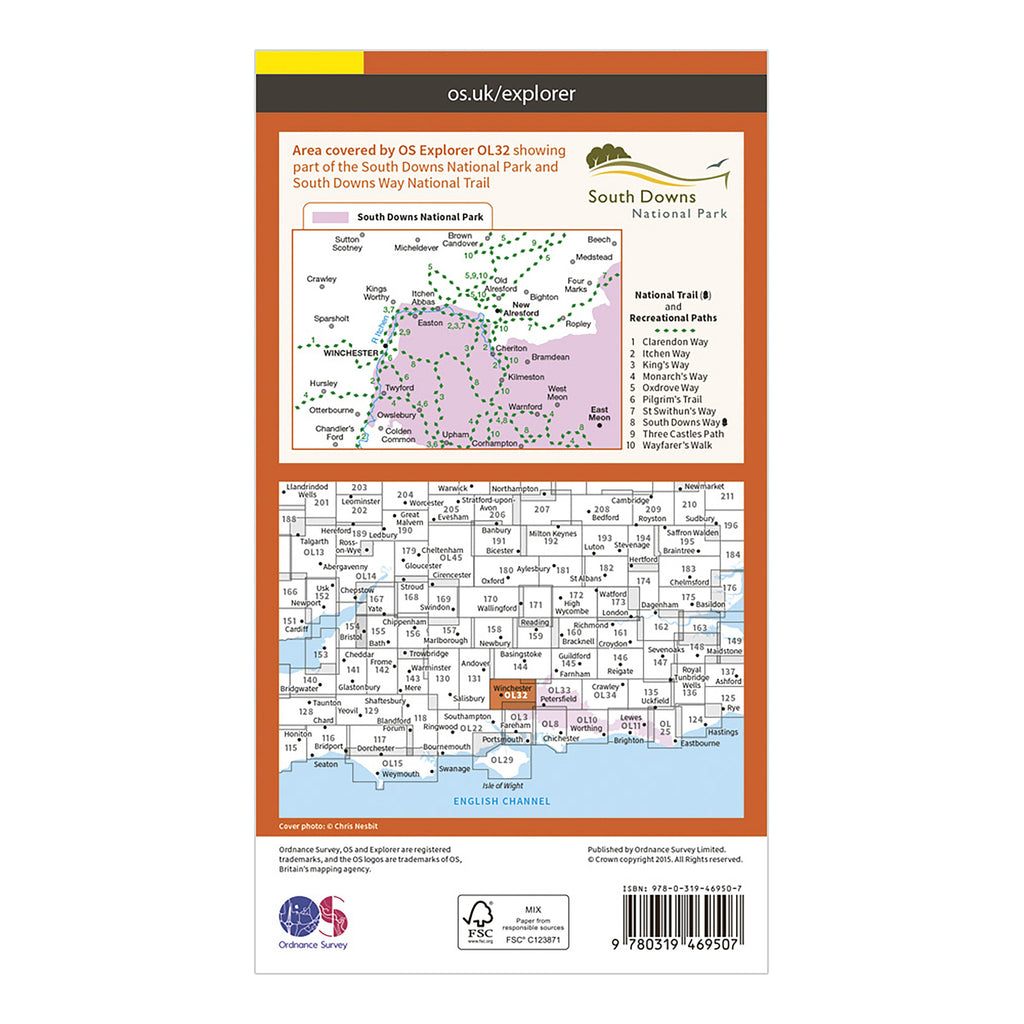 Explorer Active OL32 Winchester, New Alresford & East Meon Map With Digital Version