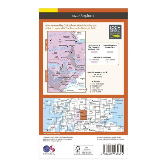 Explorer Active OL46 The Trossachs Map With Digital Version