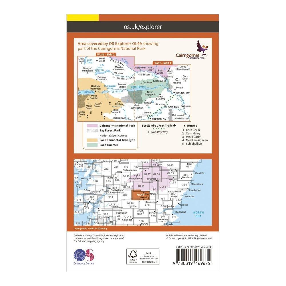 Explorer Active OL49 Pitlochry & Loch Tummel Map With Digital Version