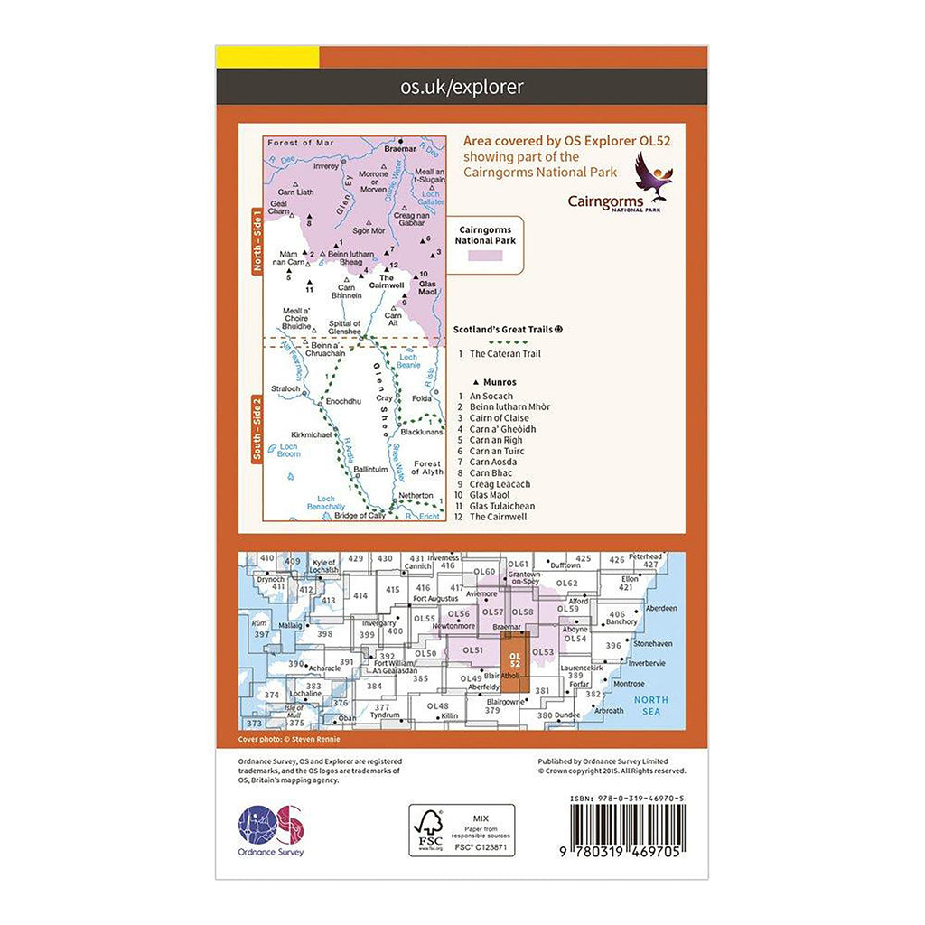 Explorer Active OL52 Glen Shee & Braemar Map With Digital Version