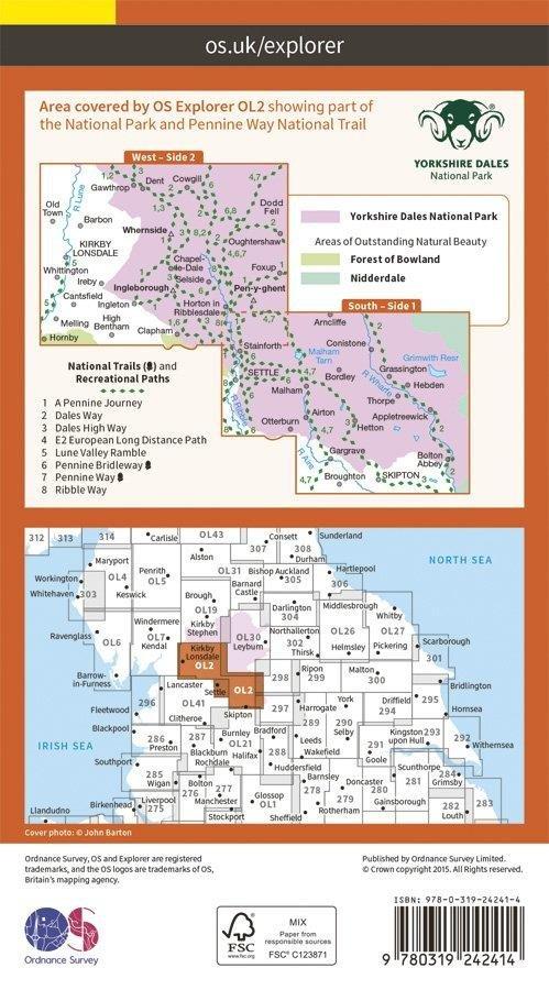 Explorer OL2 Yorkshire Dales - Southern & Western Areas Map With Digital Version