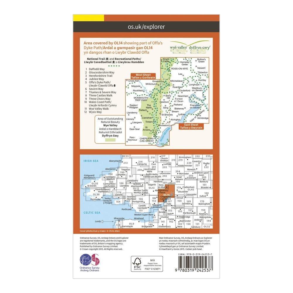 Explorer OL14 Wye Valley & Forest of Dean Map With Digital Version