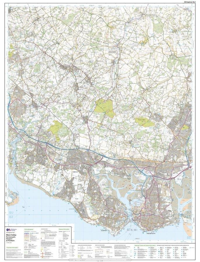 Explorer OL3 Meon Valley, Portsmouth, Gosport and Fareham Map With Digital Version