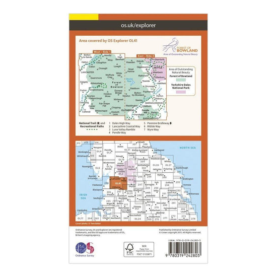 Explorer OL41 Forest of Bowland & Ribblesdale Map With Digital Version