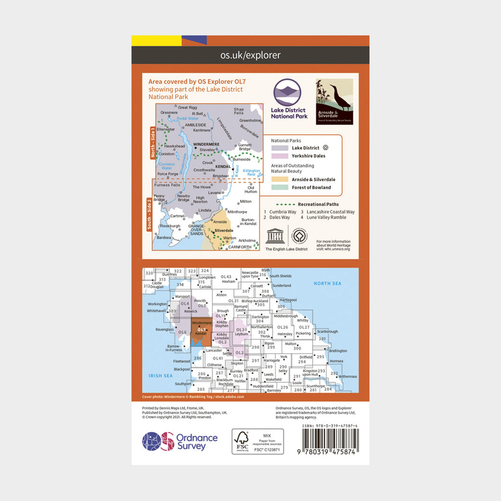 Ol7 Postcode Ordnance Survey Explorer Active OL7 The English Lakes - South Eastern ...