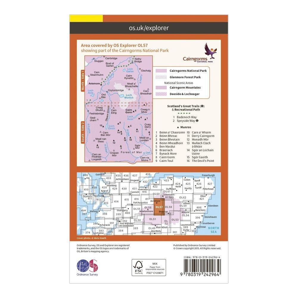 Explorer OL57 Cairn Gorm & Aviemore Map With Digital Version