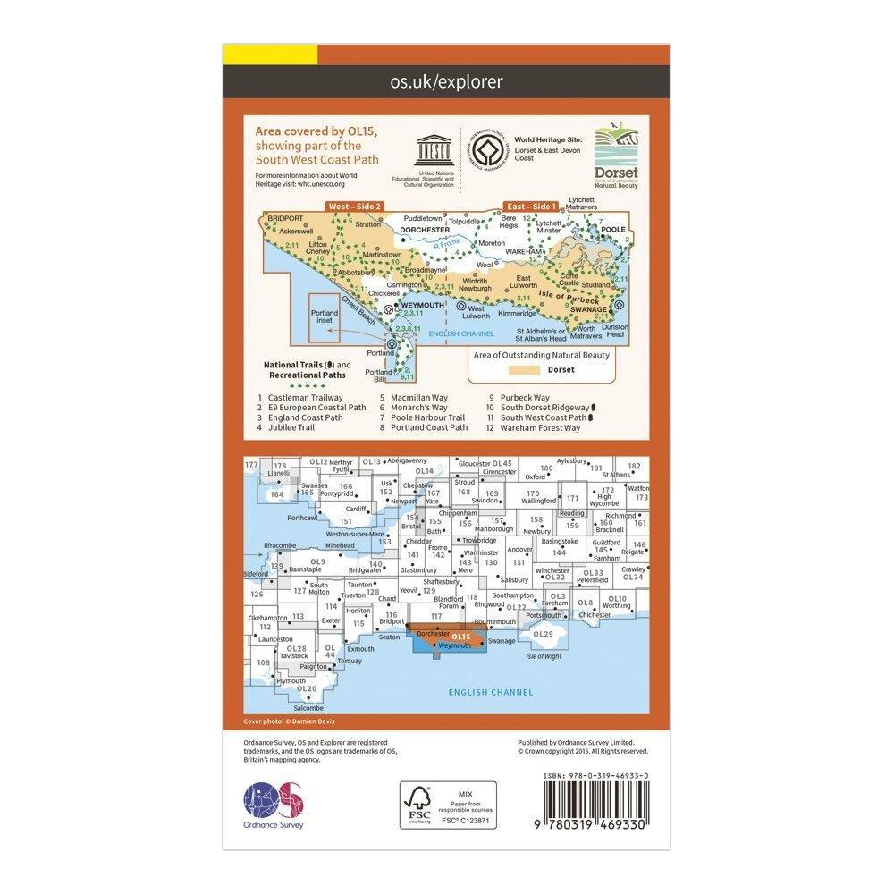 Explorer Active OL15 Purbeck & South Dorset Map With Digital Version
