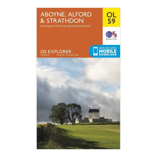 Explorer OL59 Aboyne, Alford & Strathdon Map With Digital Version
