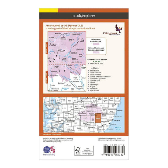 Explorer Active OL53 Lochnagar, Glen Muick & Glen Clova Map With Digital Version