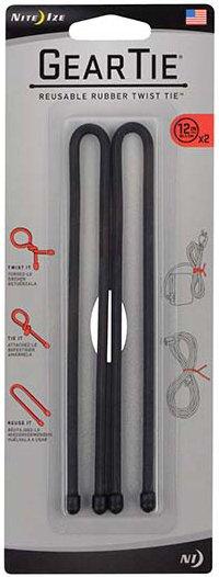 Gear Tie© Reusable Rubber Twist Tie 12" (Black)