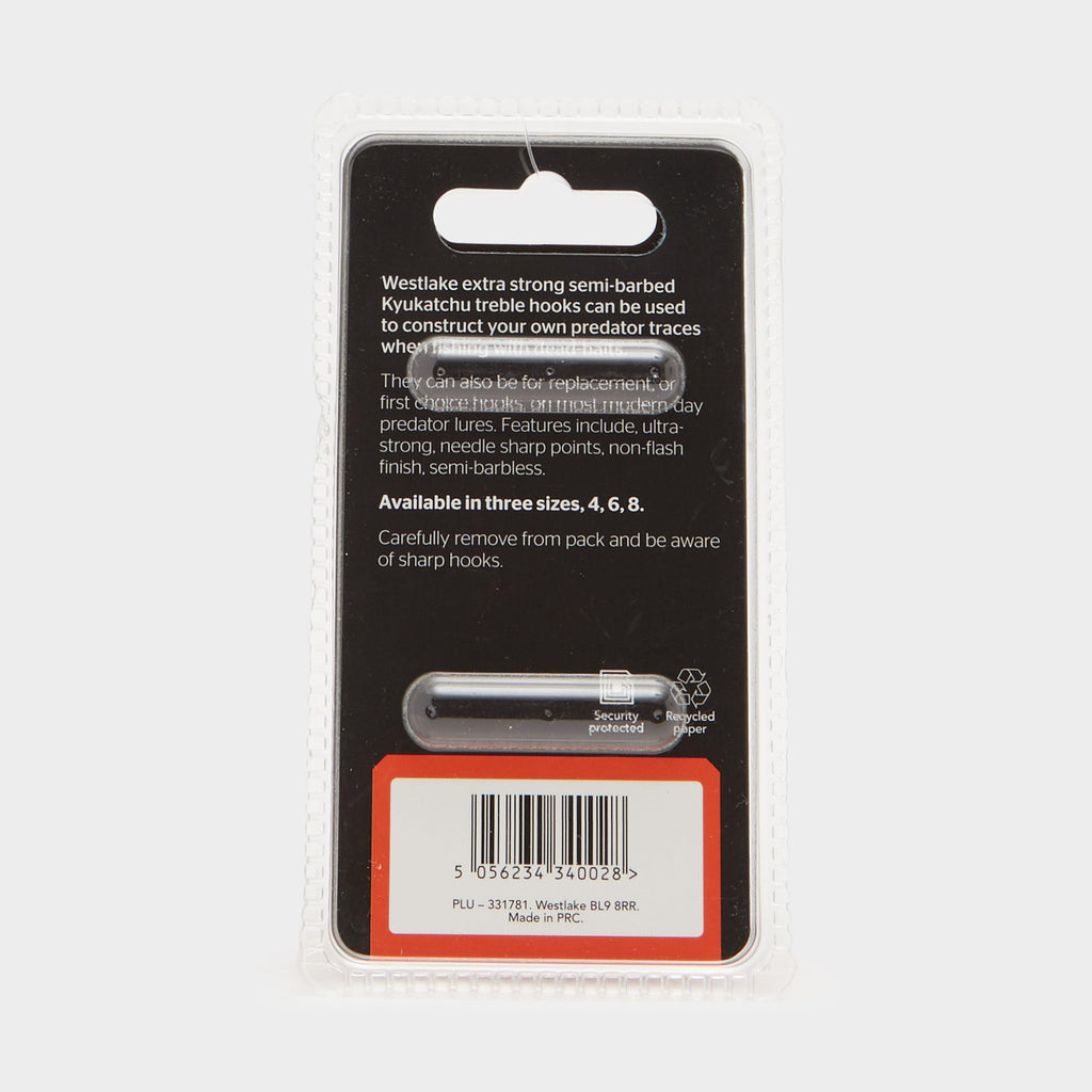 Semi-Barbed Treble Hooks (Size 6)