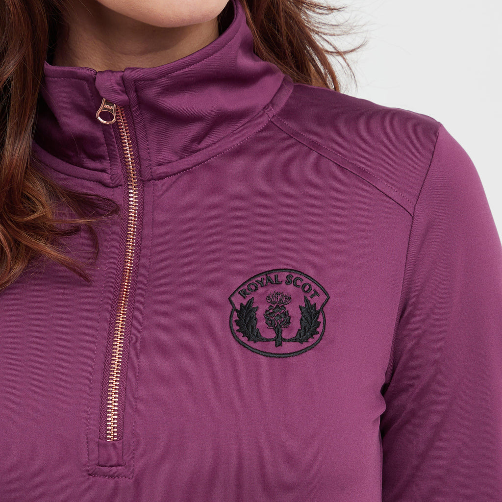 Womens Emily Half Zip Stretch Top Wine 1