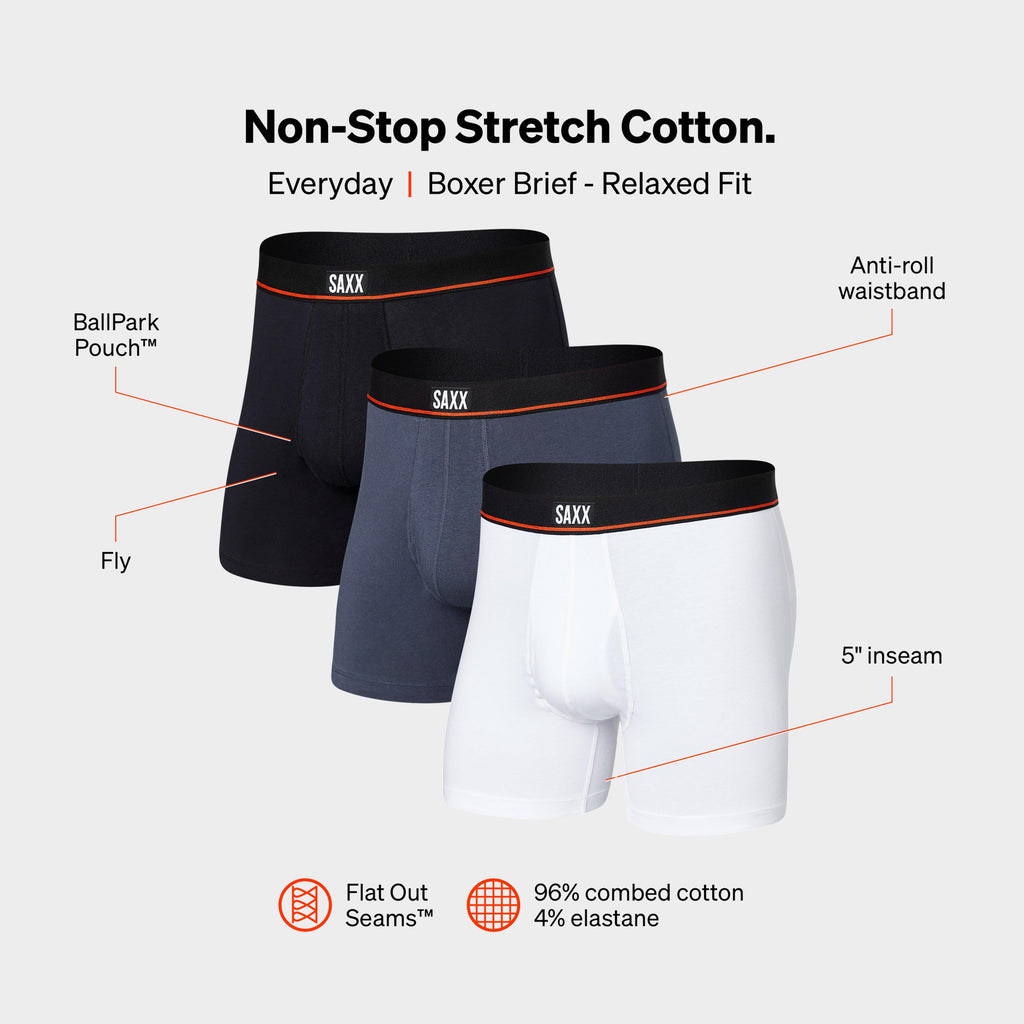 Men’s Non-Stop Stretch Boxer Briefs Pack of Three