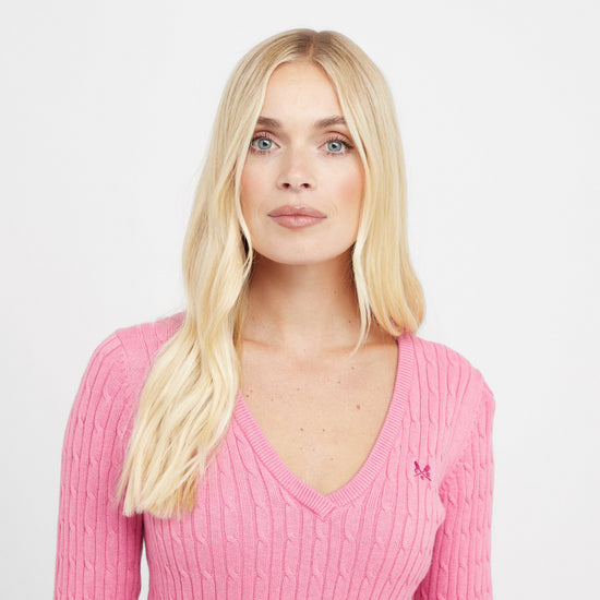 Women’s Heritage Cable Knit V Neck Jumper