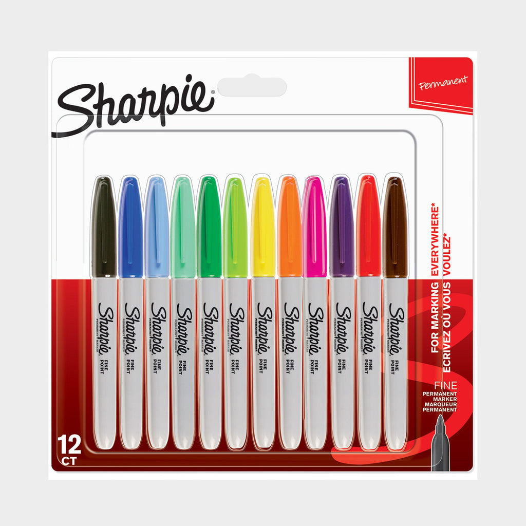 Fine Permanent Marker Pens Multi 12 Pack
