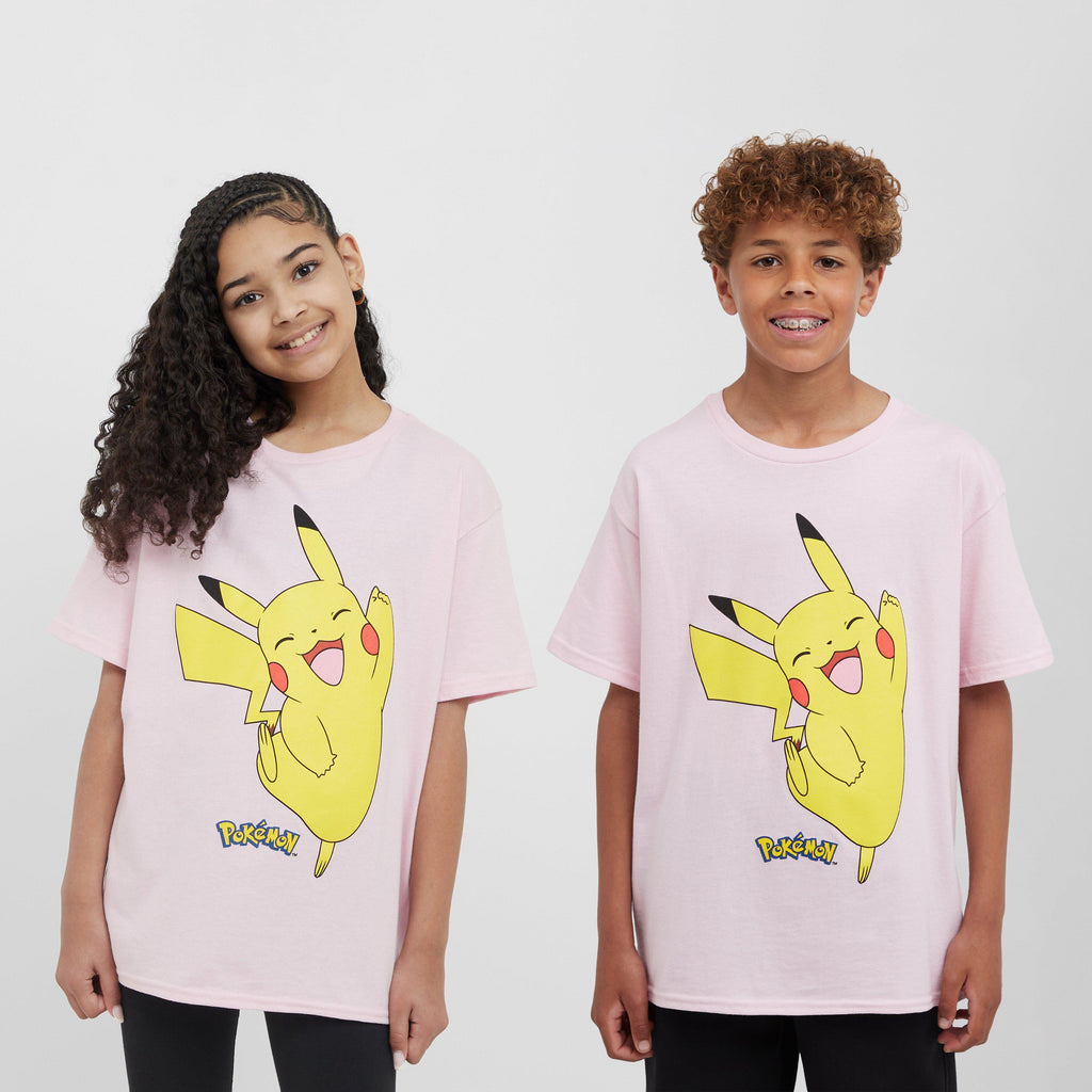 Pokémon T-Shirt Fille Pikachu Rose Manches Courtes - Officiel