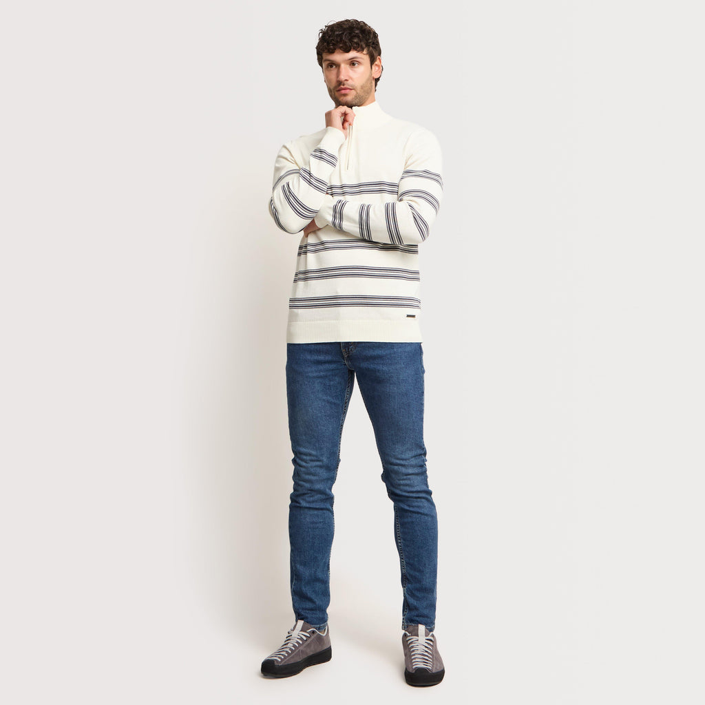 Men's Gunnar 1/4 Zip Fine Knit Stripe Jumper