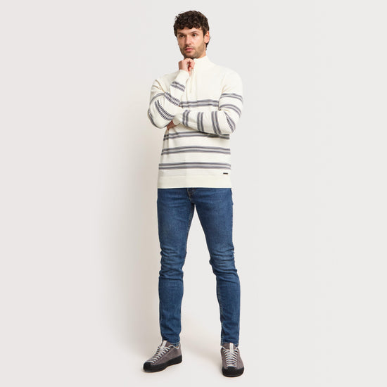 Men's Gunnar 1/4 Zip Fine Knit Stripe Jumper