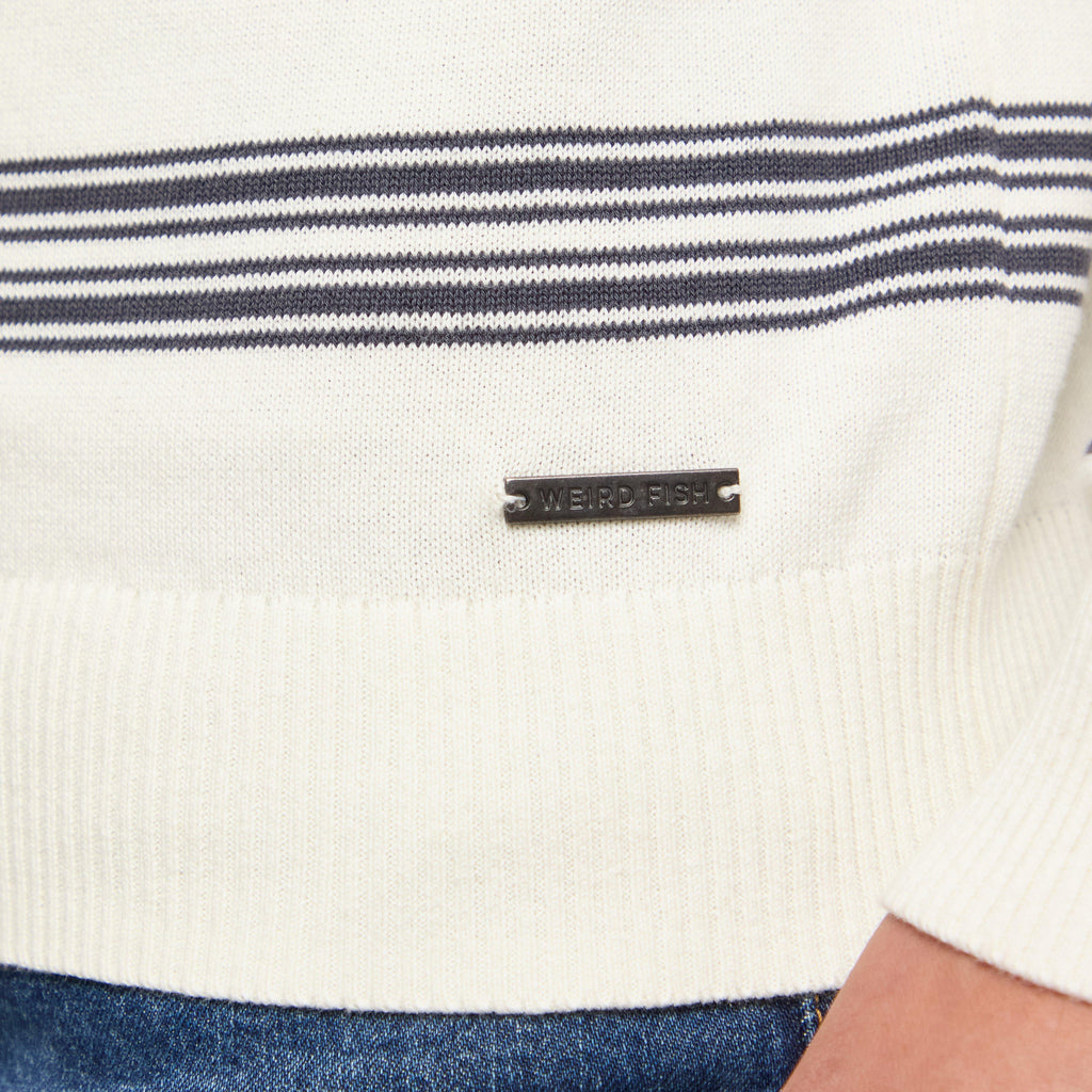 Men's Gunnar 1/4 Zip Fine Knit Stripe Jumper