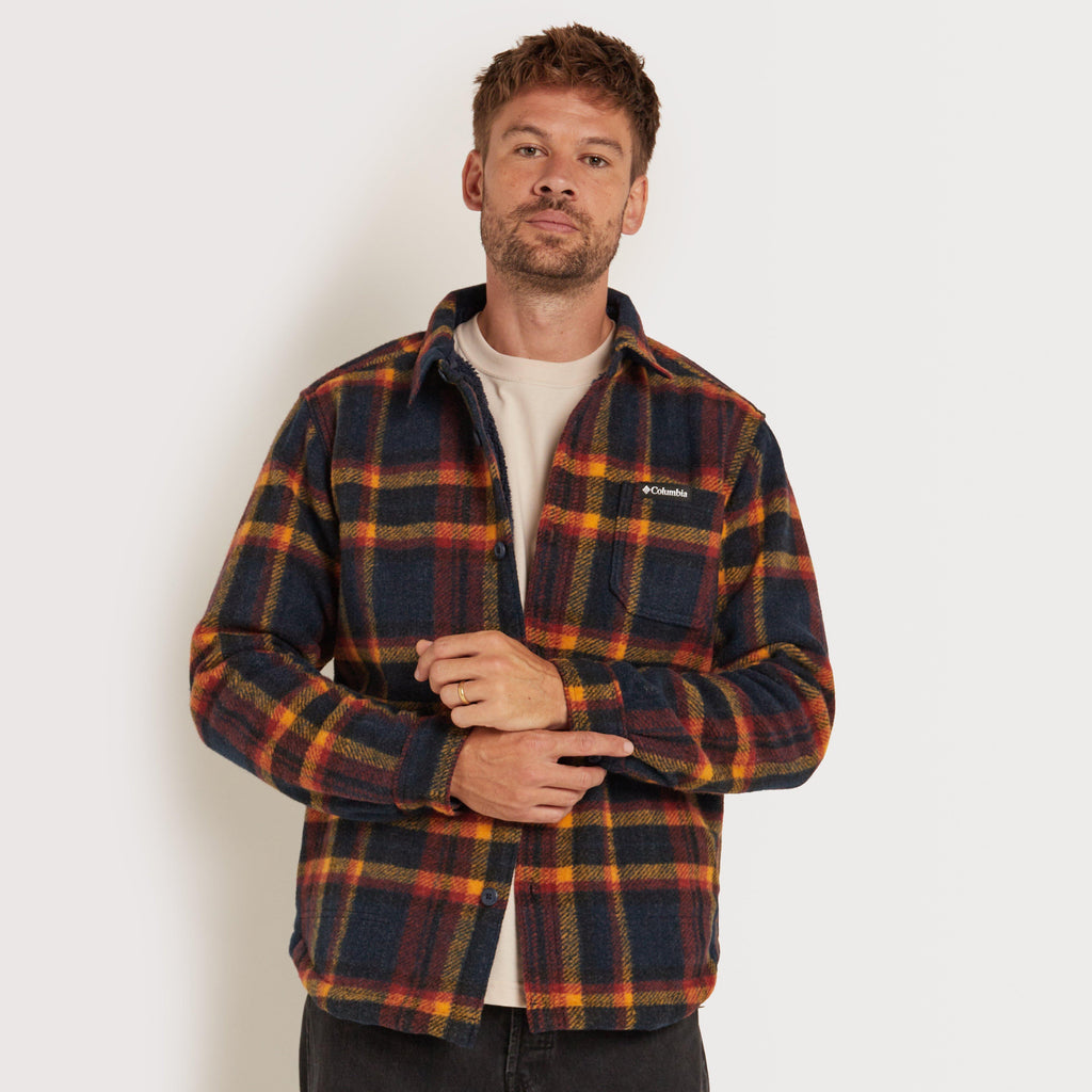 COLUMBIA MENS L/S SHIRTS-COL M HUNTER SHIRT NVY/YE