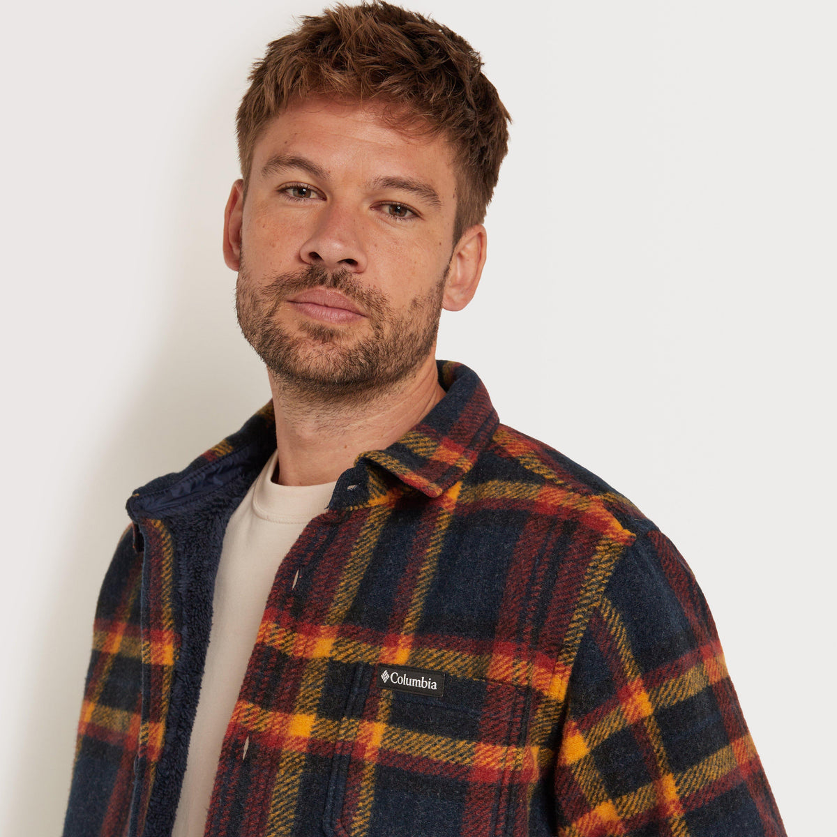 COLUMBIA MENS L/S SHIRTS-COL M HUNTER SHIRT NVY/YE