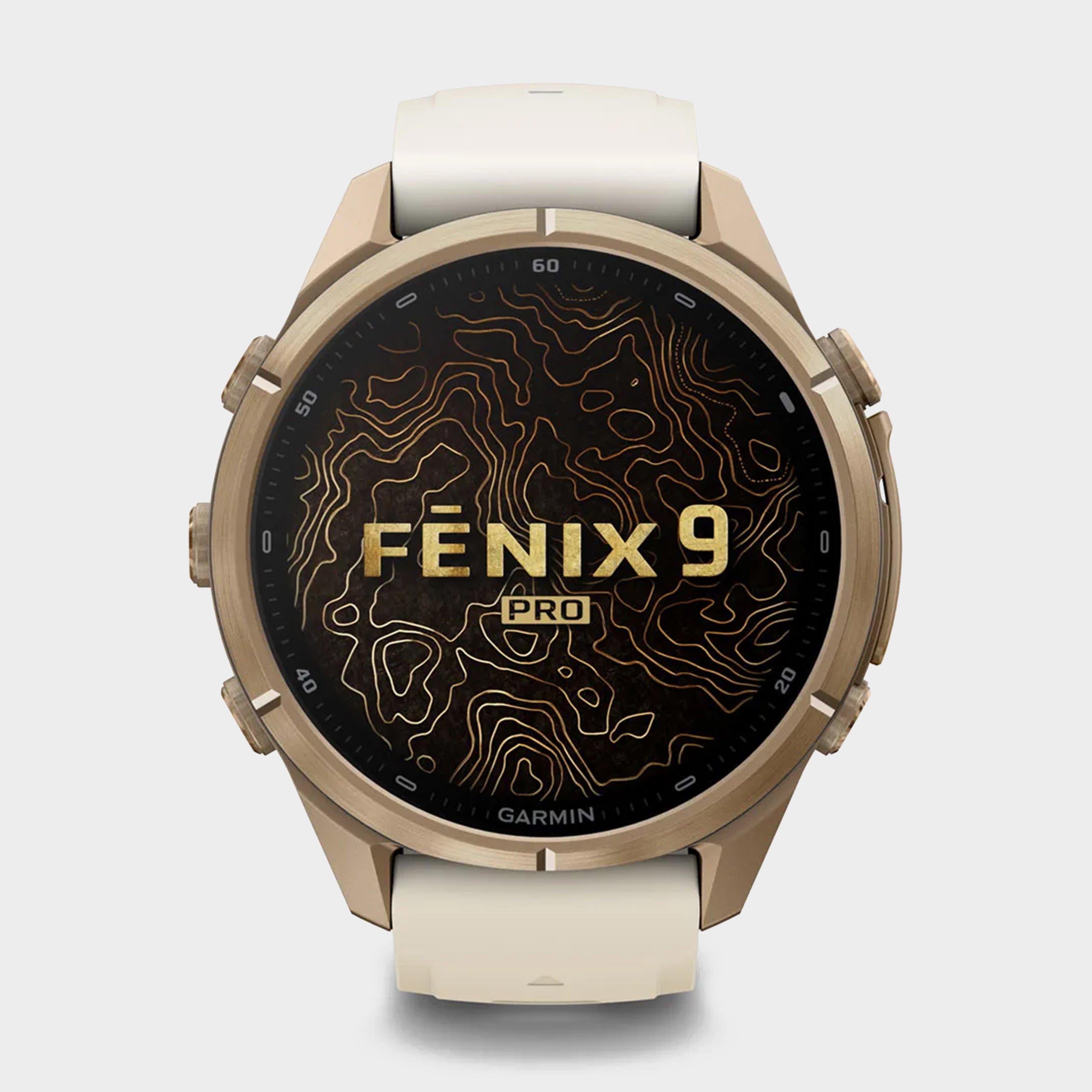 fenix® 9 Pro inReach® 43mm Autumn Gold Titanium with Cream/French Grey Silicone Band