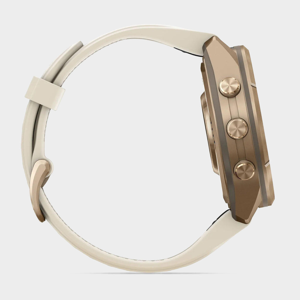 fenix® 9 Pro inReach® 43mm Autumn Gold Titanium with Cream/French Grey Silicone Band