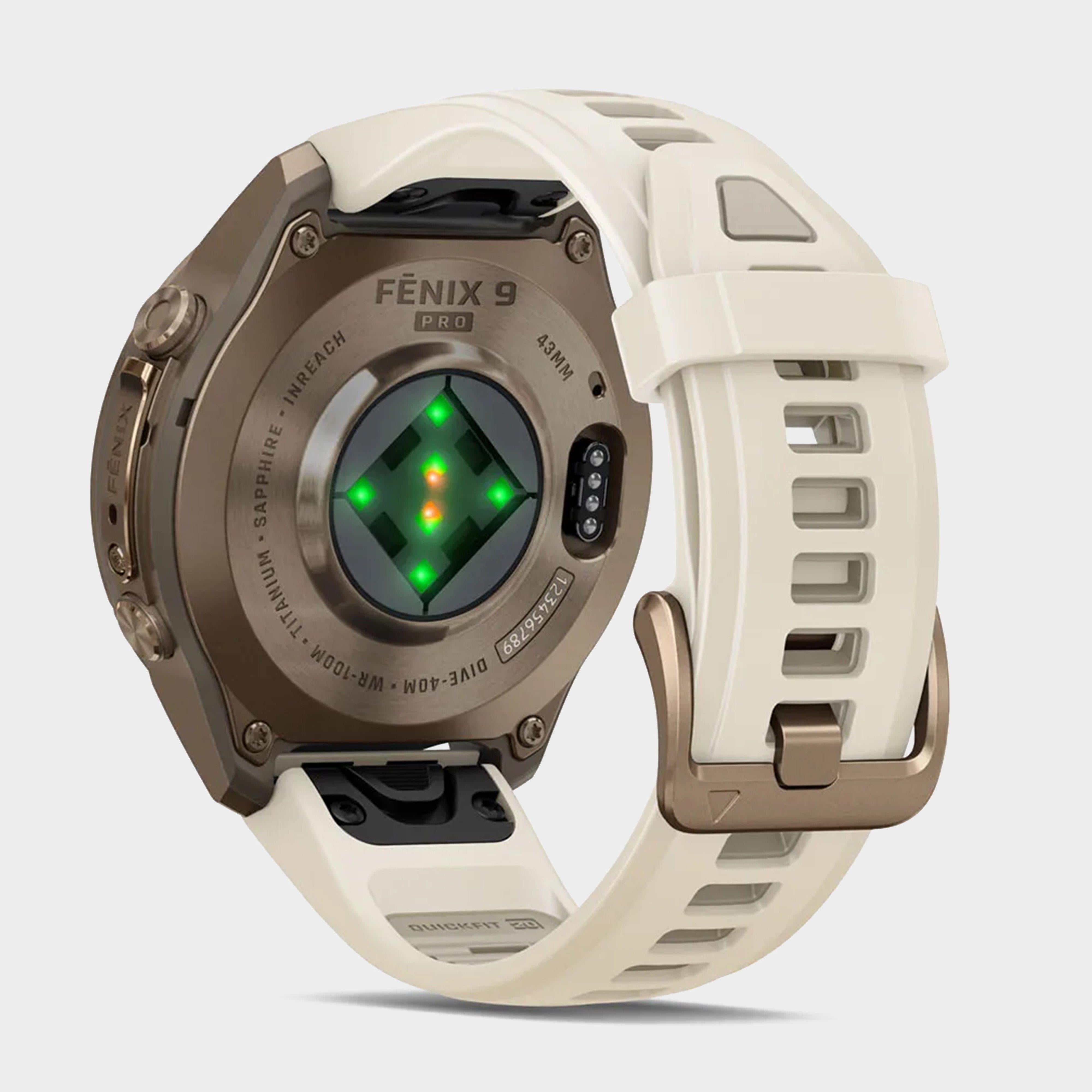 fenix® 9 Pro inReach® 43mm Autumn Gold Titanium with Cream/French Grey Silicone Band
